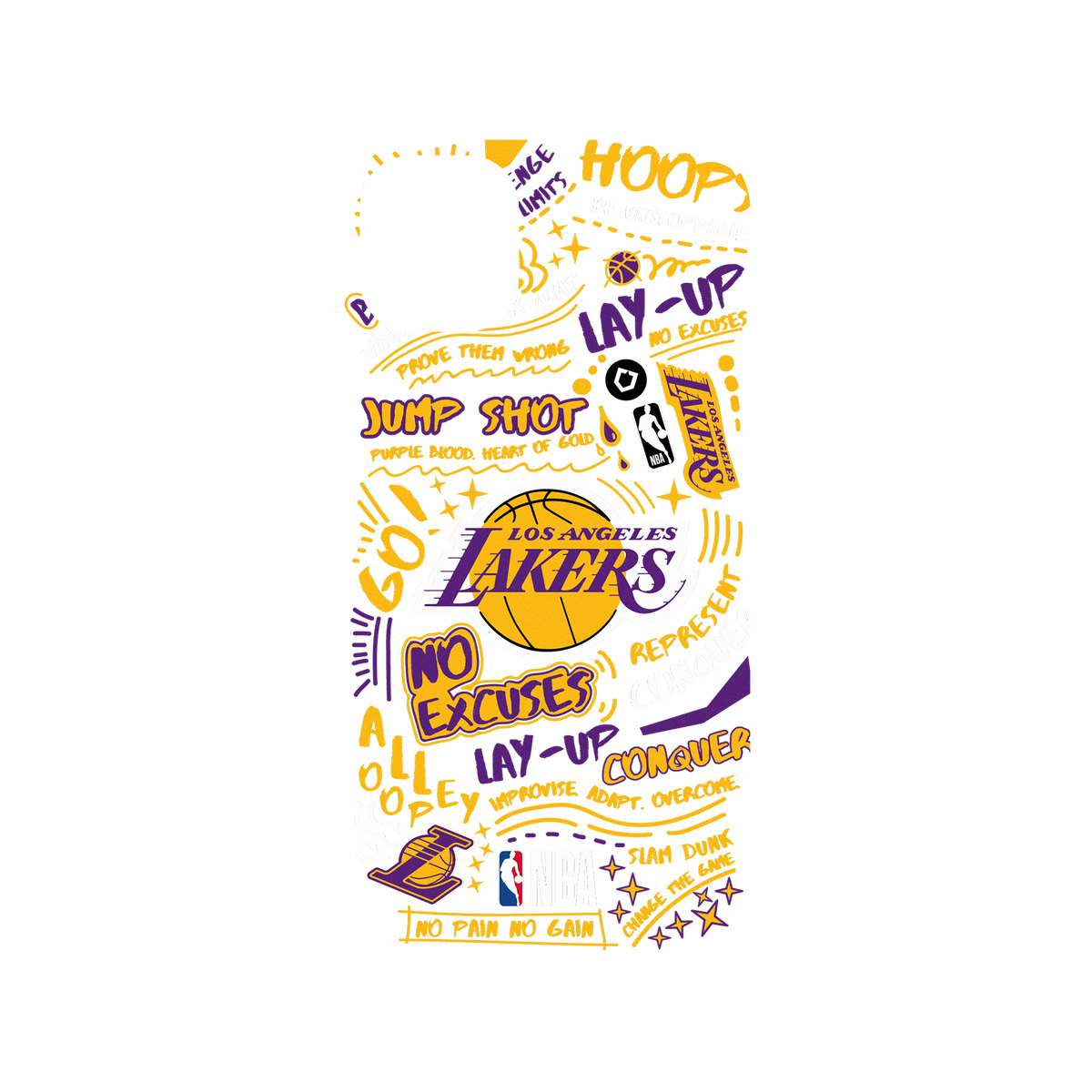 iPhone 11 犀牛盾Mod NX聯名設計款邊框背蓋兩用手機殼 NBA - 塗鴉系列-洛杉磯湖人 L.A. Lakers - Graffiti
