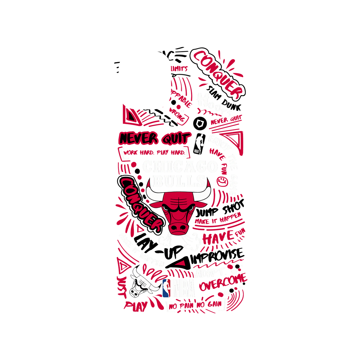 iPhone 11 犀牛盾Mod NX聯名設計款邊框背蓋兩用手機殼 NBA - 塗鴉系列-芝加哥公牛 Chicago Bulls - Graffiti