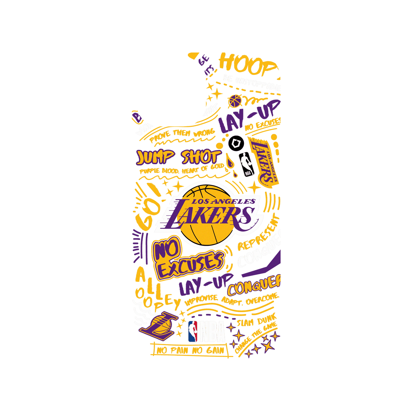 RHINOSHIELD X NBA Clear Case (MagSafe compatible) iPhone 15 - L.A. Lakers - Graffiti