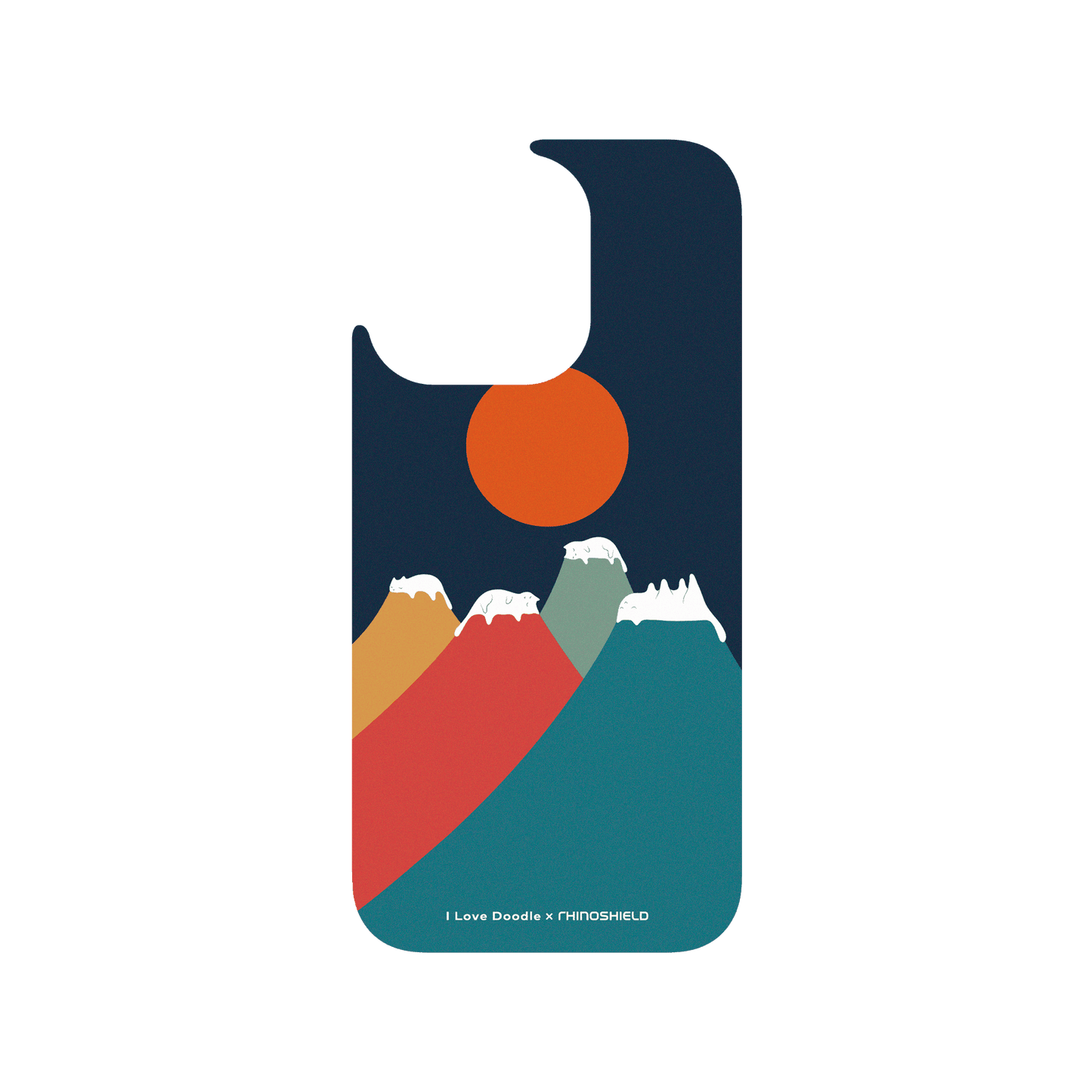 RHINOSHIELD X I Love Doodle JellyTint iPhone 15 Pro Case - Cat Landscape - Colorful Mountains