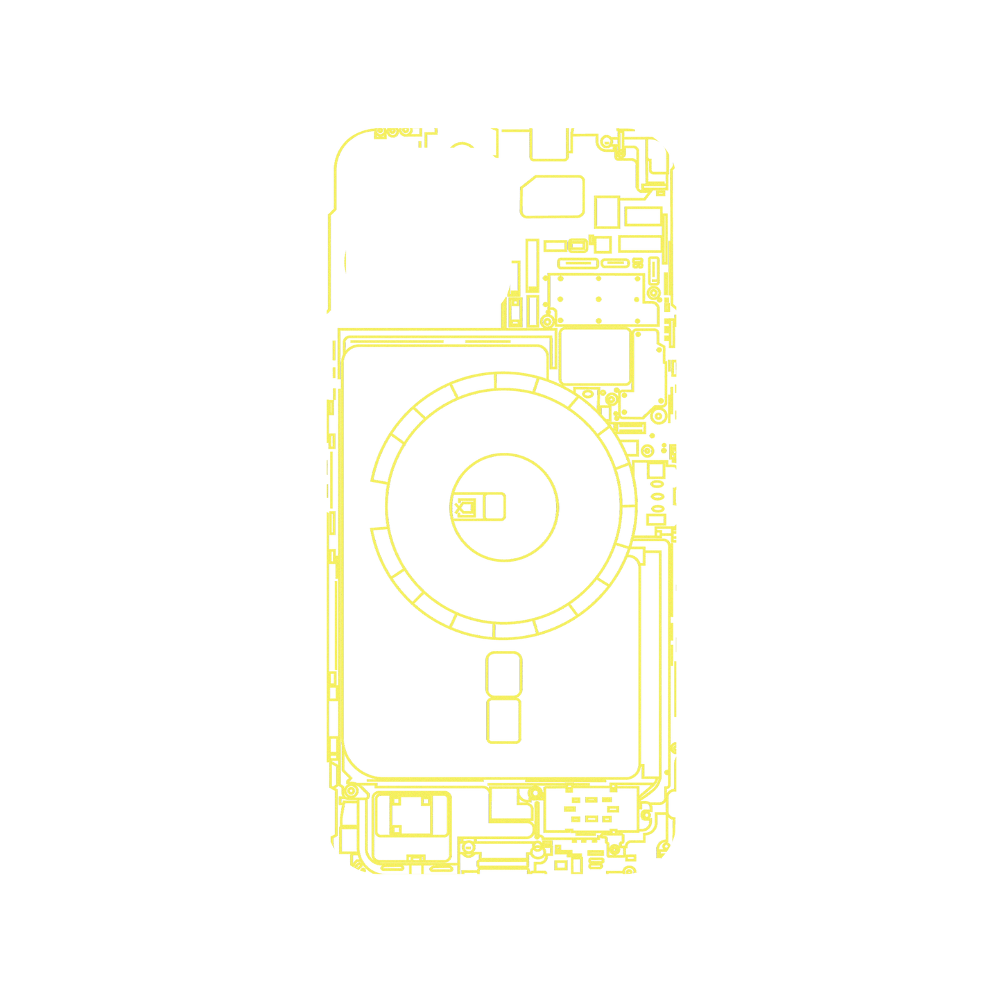 RHINOSHIELD X JOCR Mod NX (MagSafe compatible) iPhone 15 Pro Max Case - Inside an iPhone 13 - Yellow Backplate