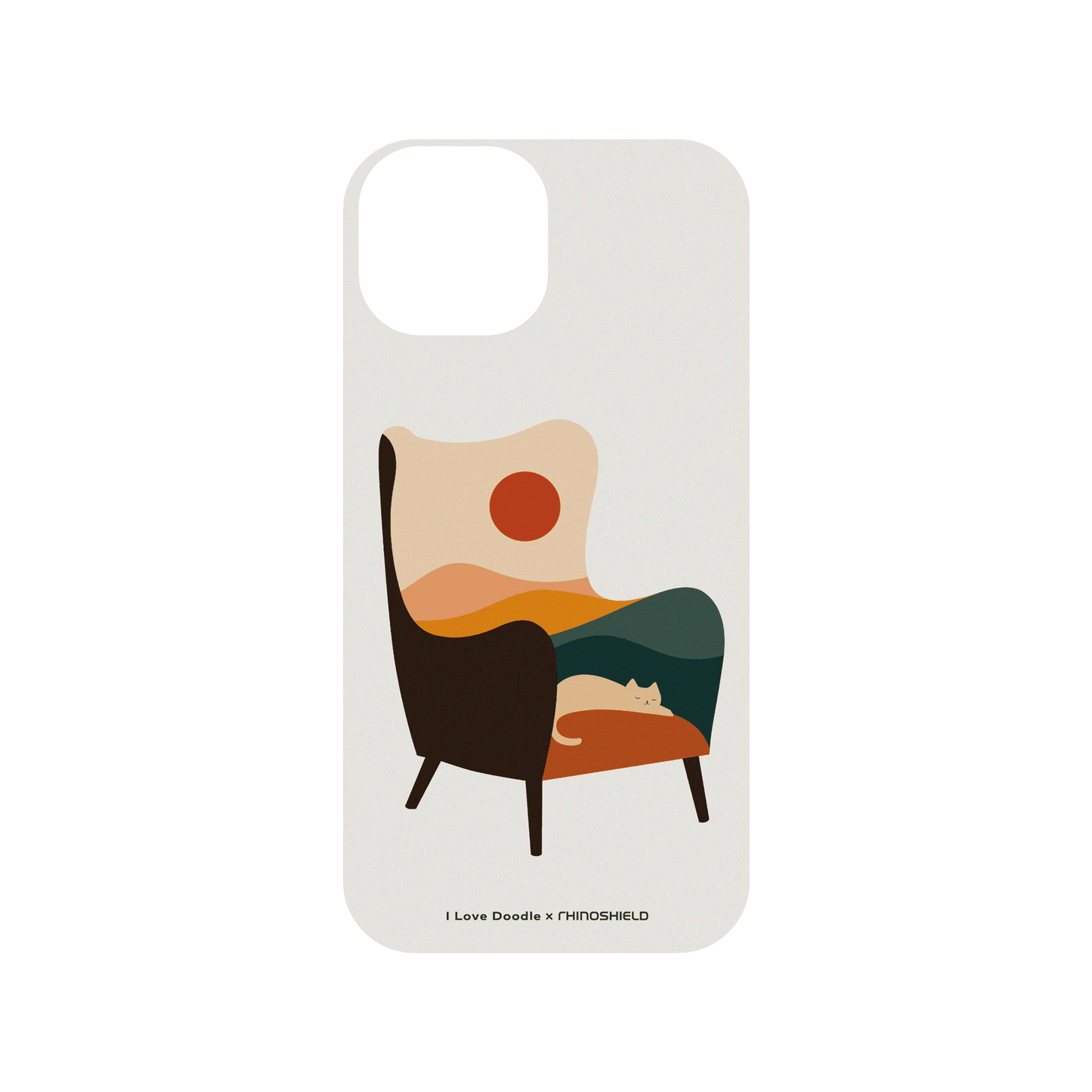 RHINOSHIELD X I Love Doodle SolidSuit iPhone 15 Case - Cat Landscape - Chair