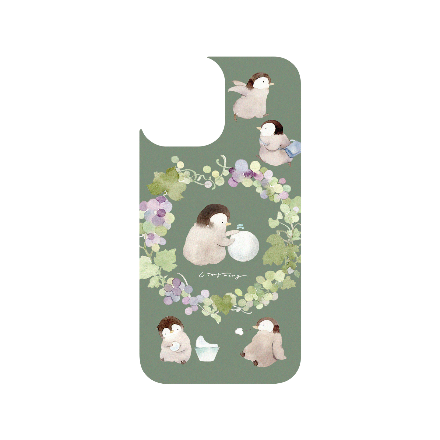 RhinoShield X Liang Feng Clear iPhone 12 Pro Case - Busy penguin