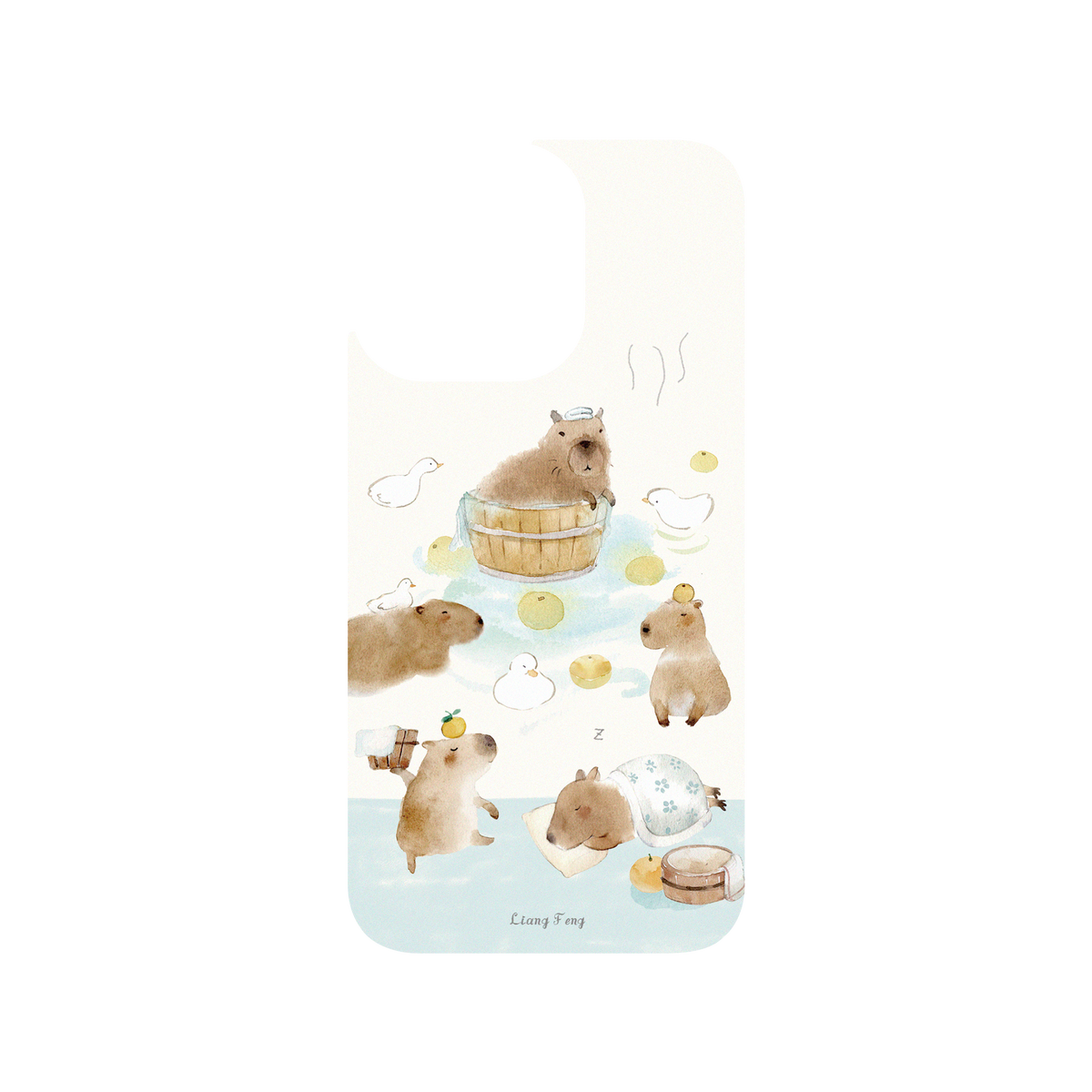 RHINOSHIELD X Liang Feng Clear iPhone 13 Pro Case - capybaras