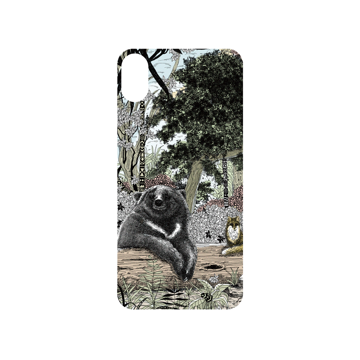 iPhone X 犀牛盾SolidSuit聯名設計款防摔背蓋手機殼 花生騷 - 守護森林之黑熊款