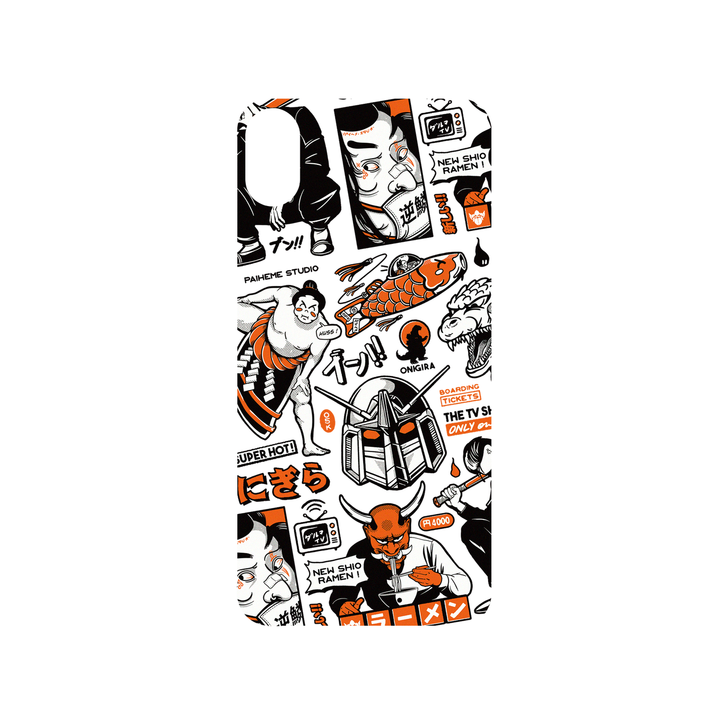 RhinoShield X Paiheme Studio SolidSuit iPhone XS Case - Black Orange Mix (Transparent)