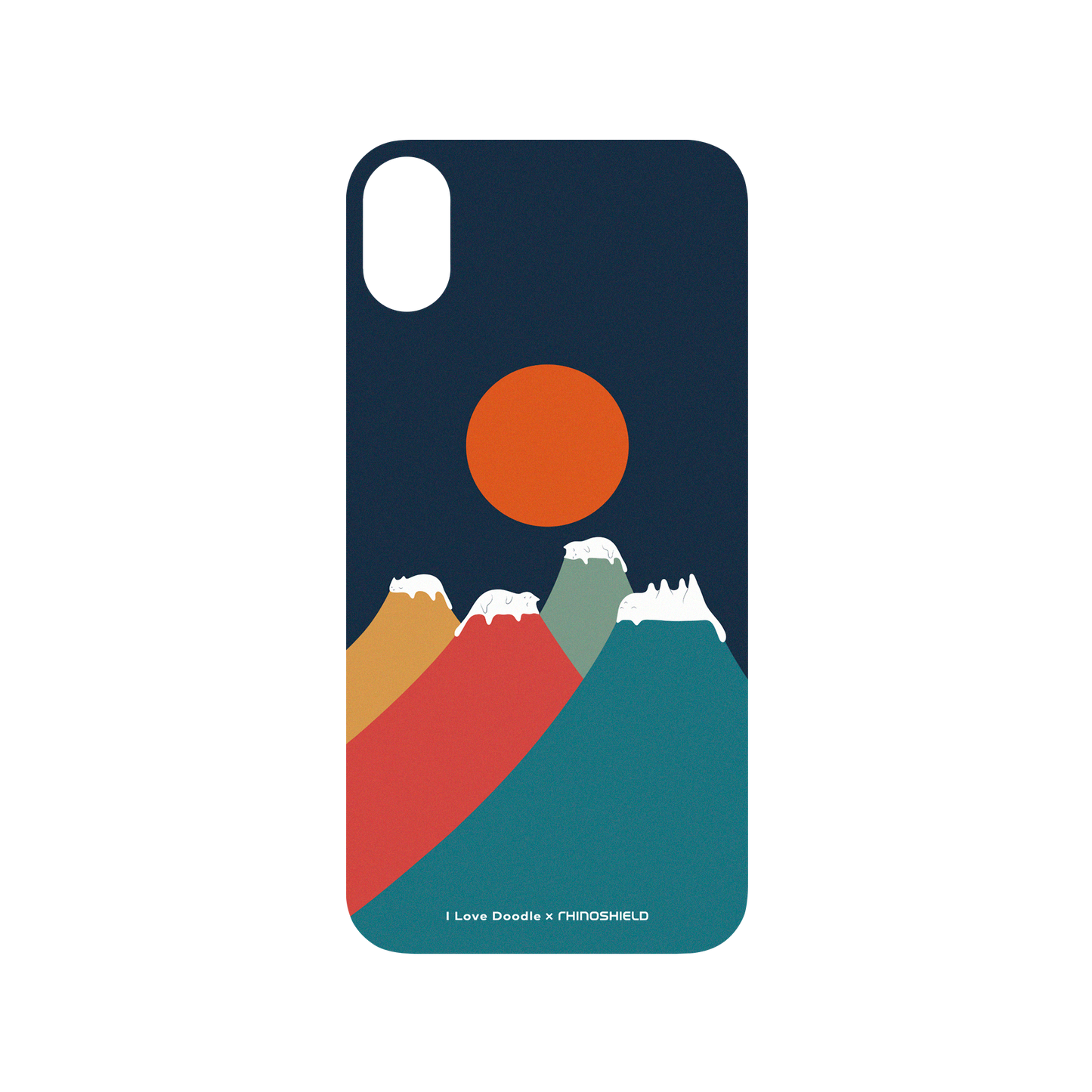 RhinoShield X I Love Doodle SolidSuit iPhone XR Case - Cat Landscape - Colorful Mountains