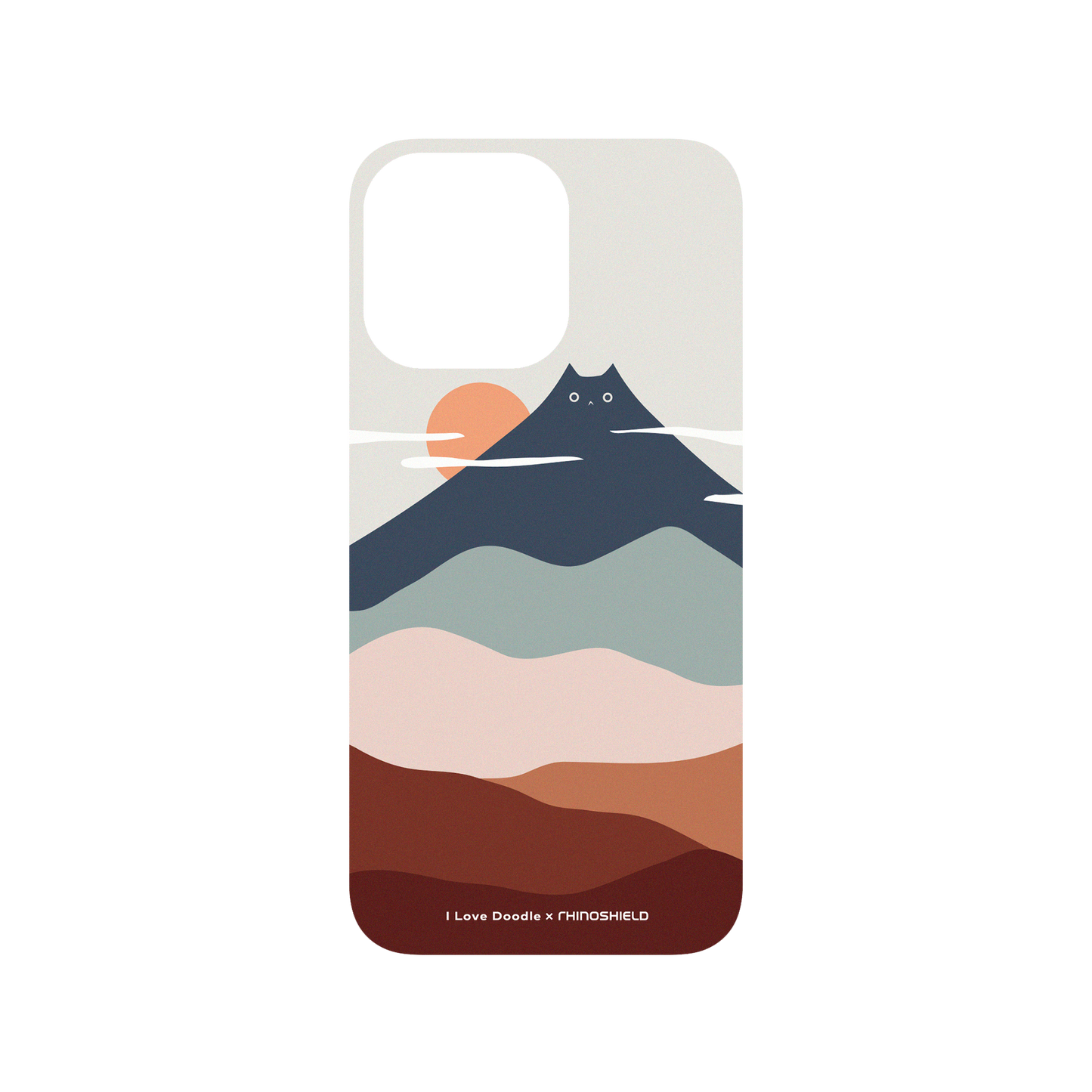 RHINOSHIELD X I Love Doodle SolidSuit iPhone 14 Pro Max Case - Cat Landscape - Mountain