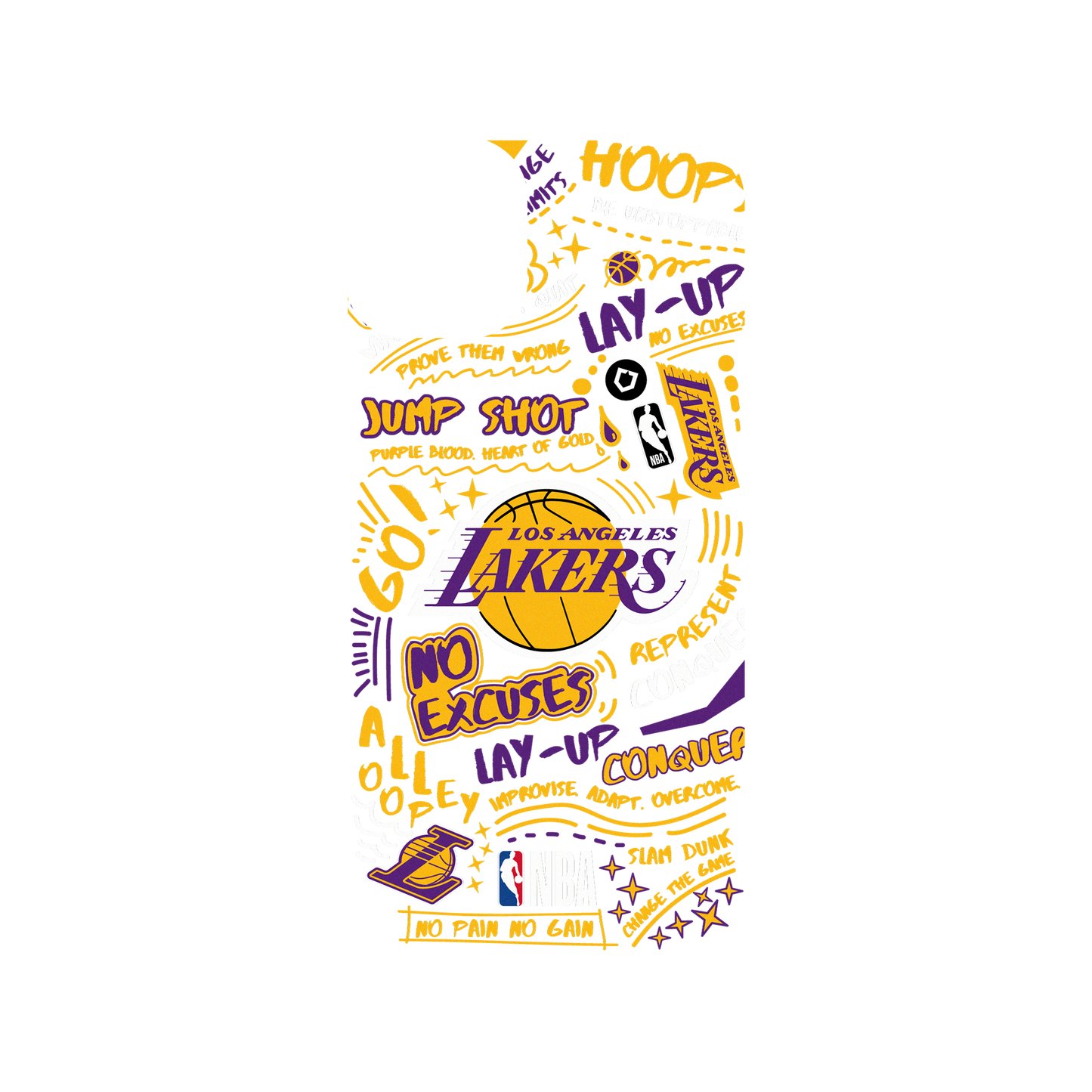 iPhone 11 犀牛盾SolidSuit聯名設計款防摔背蓋手機殼 NBA - 塗鴉系列-洛杉磯湖人 L.A. Lakers - Graffiti