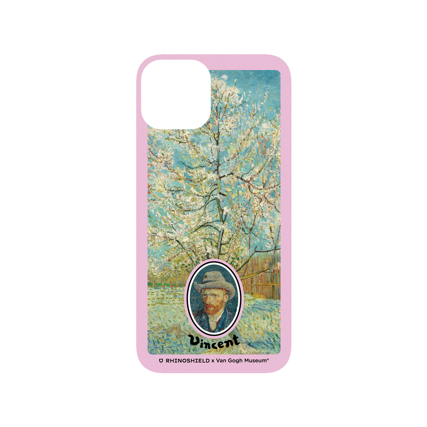 RHINOSHIELD X Van Gogh Museum SolidSuit iPhone 13 Case - Peach Tree in Blossom - Pink Frame