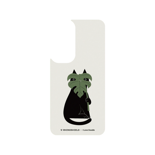 RhinoShield X I Love Doodle SolidSuit (MagSafe compatible) Samsung Galaxy S24+ Case - Cat and Plant - Monstera