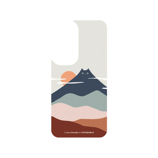 RhinoShield X I Love Doodle SolidSuit (MagSafe compatible) Samsung Galaxy S24 Case - Cat Landscape - Mountain