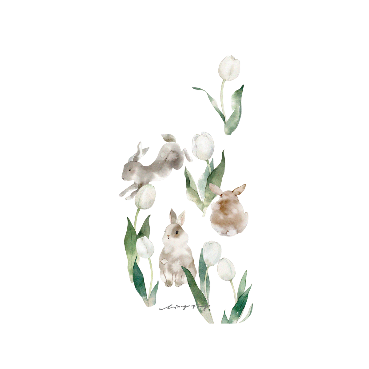 RHINOSHIELD X Liang Feng Mod NX iPhone 8 Plus Case - Rabbits and tulips Backplate