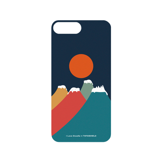 RhinoShield X I Love Doodle Mod NX iPhone 8 Plus Case - Cat Landscape - Colorful Mountains Backplate