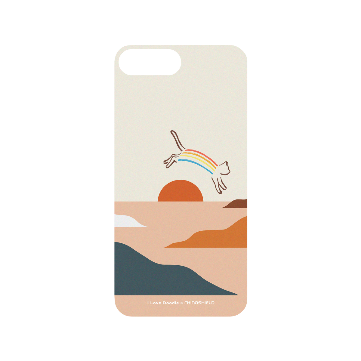 RhinoShield X I Love Doodle Mod NX iPhone 8 Plus Case - Cat Landscape - Rainbow Backplate