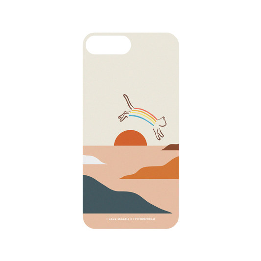 RhinoShield X I Love Doodle Mod NX iPhone 8 Plus Case - Cat Landscape - Rainbow Backplate