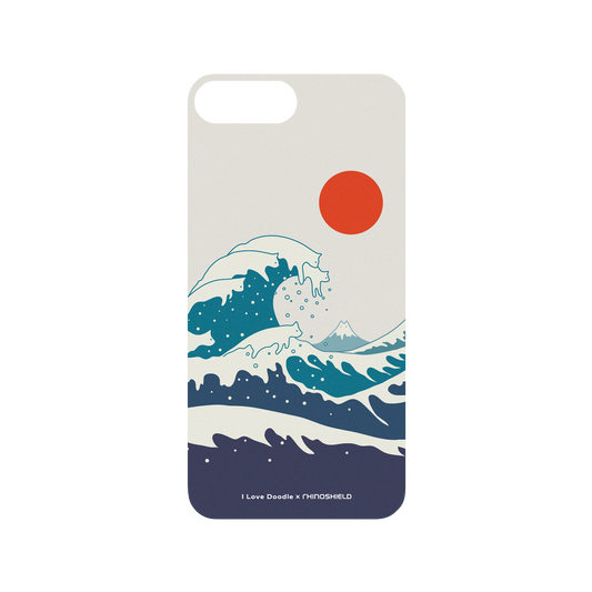 RhinoShield X I Love Doodle Mod NX iPhone 8 Plus Case - Cat Landscape - Waves Backplate