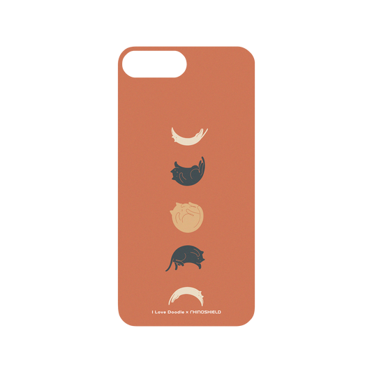 RhinoShield X I Love Doodle Mod NX iPhone 8 Plus Case - Cat Landscape - Cat Phases Orange Backplate