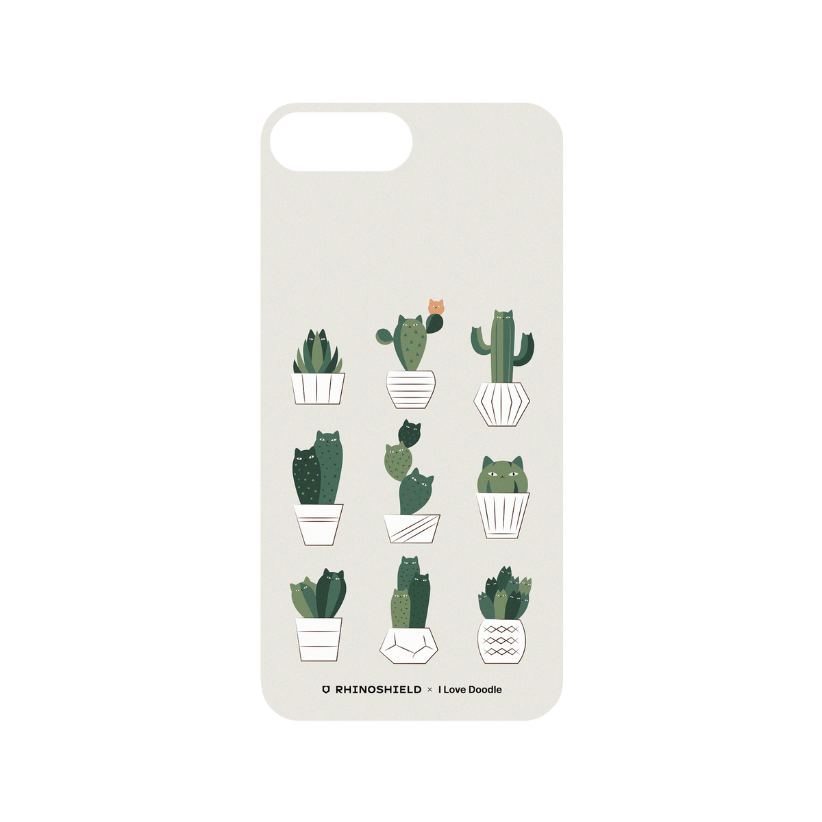 RhinoShield X I Love Doodle Mod NX iPhone 8 Plus Case - Cat and Plant - Potted Cattus Backplate