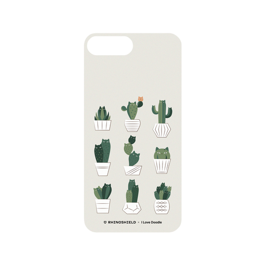 RhinoShield X I Love Doodle Mod NX iPhone 8 Plus Case - Cat and Plant - Potted Cattus Backplate