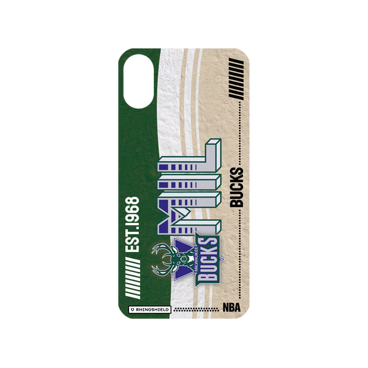 iPhone X 犀牛盾Mod NX聯名設計款邊框背蓋兩用手機殼 NBA - 復古球員卡-密爾瓦基公鹿 Milwaukee Bucks - Vintage Card