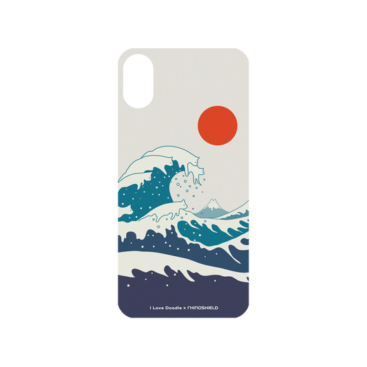 RhinoShield X I Love Doodle Mod NX iPhone X Case - Cat Landscape - Waves Backplate