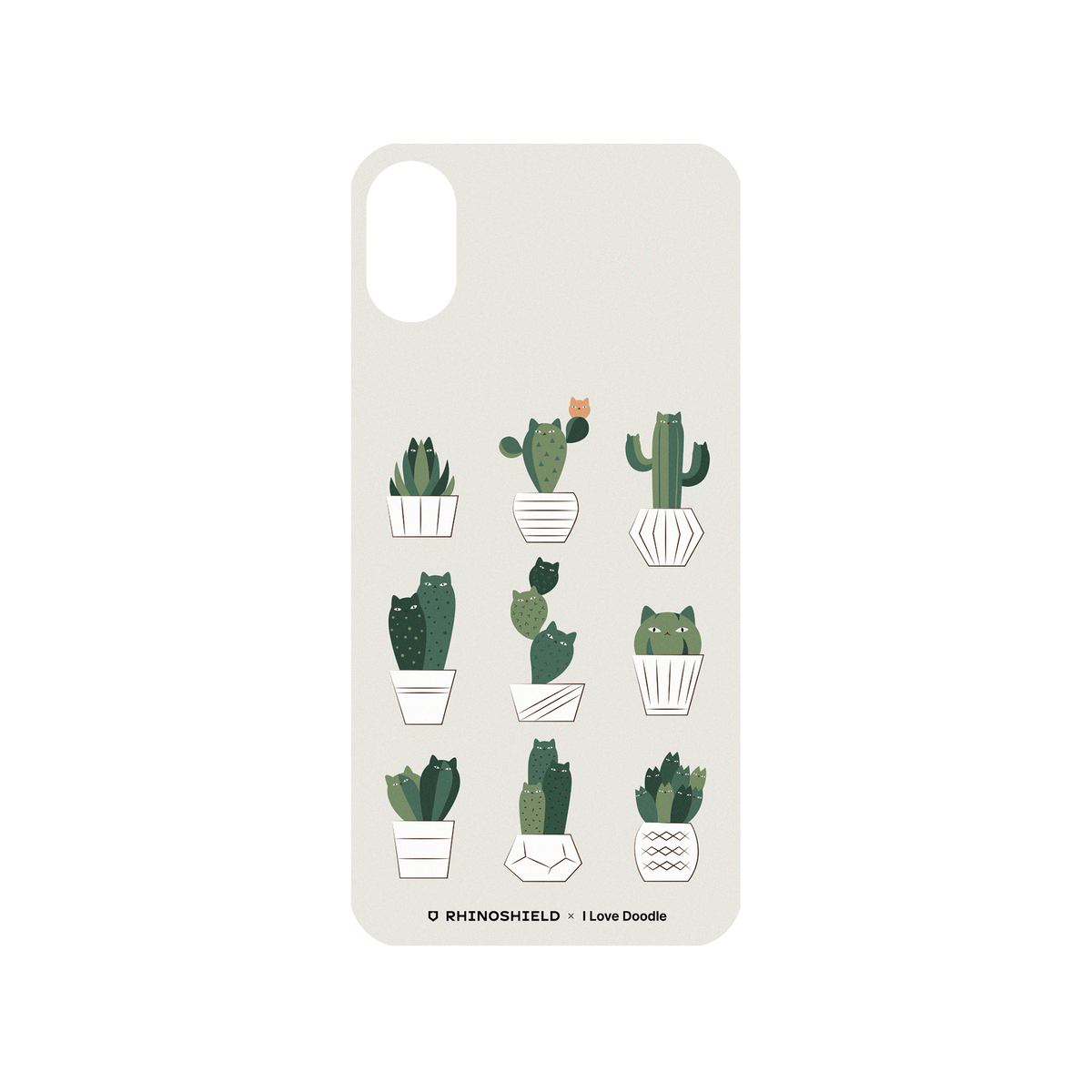 RhinoShield X I Love Doodle Mod NX iPhone X Case - Cat and Plant - Potted Cattus Backplate