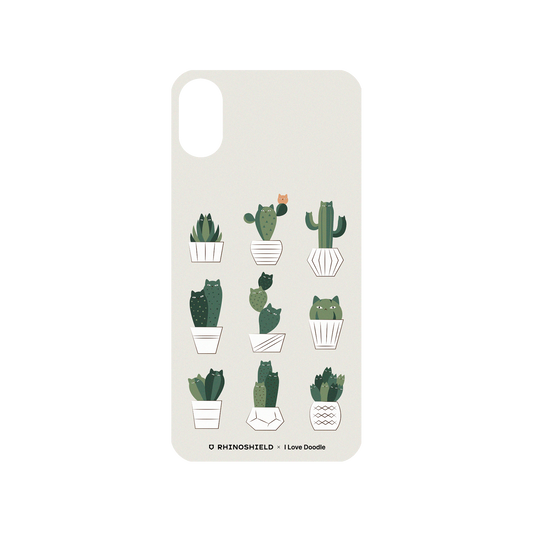 RhinoShield X I Love Doodle Mod NX iPhone X Case - Cat and Plant - Potted Cattus Backplate