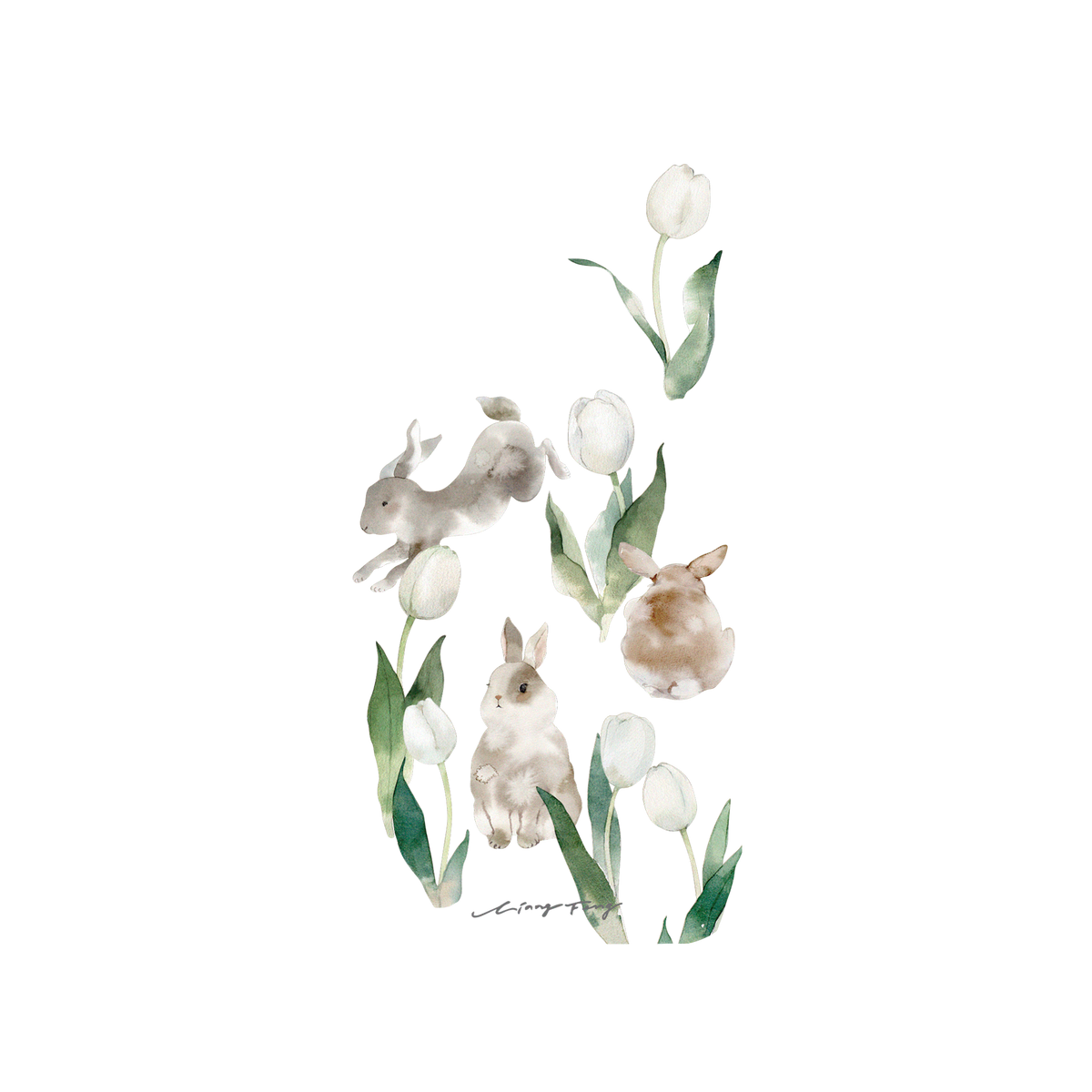 RHINOSHIELD X Liang Feng Mod NX iPhone XS Case - Rabbits and tulips Backplate