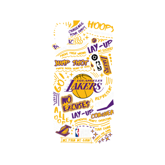 iPhone XR 犀牛盾Mod NX聯名設計款邊框背蓋兩用手機殼 NBA - 塗鴉系列-洛杉磯湖人 L.A. Lakers - Graffiti