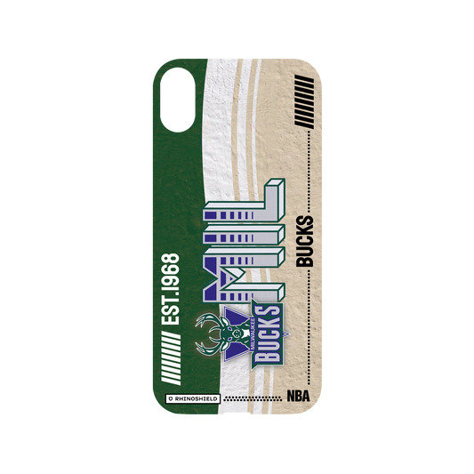 iPhone XS Max 犀牛盾Mod NX聯名設計款邊框背蓋兩用手機殼 NBA - 復古球員卡-密爾瓦基公鹿 Milwaukee Bucks - Vintage Card