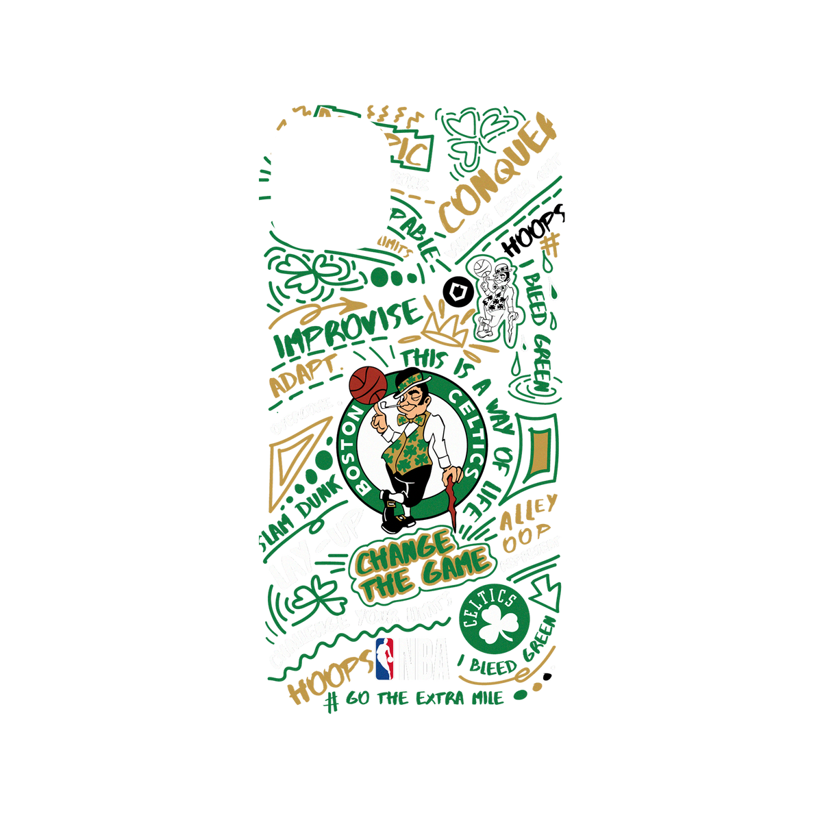 iPhone 11 犀牛盾Mod NX聯名設計款邊框背蓋兩用手機殼 NBA - 塗鴉系列-波士頓塞爾提克 Boston Celtics - Graffiti