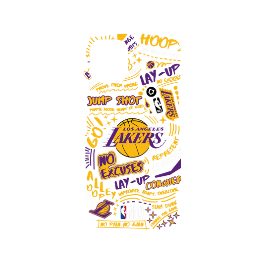 iPhone 12 mini 犀牛盾Mod NX聯名設計款邊框背蓋兩用手機殼 NBA - 塗鴉系列-洛杉磯湖人 L.A. Lakers - Graffiti