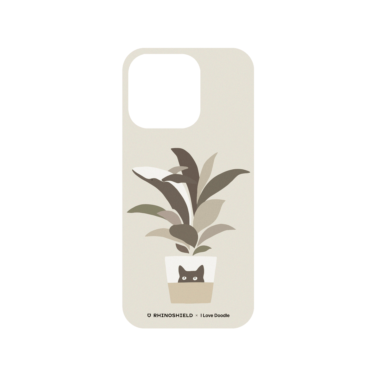 RHINOSHIELD X I Love Doodle Mod NX iPhone 15 Pro Case - Cat and Plant - A Leaf of a Whale Backplate
