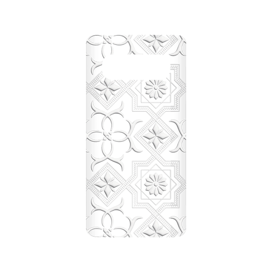 RHINOSHIELD X OldHouseFace SolidSuit Samsung Galaxy S10+ Case - Patterned Glass- Cube and Flower