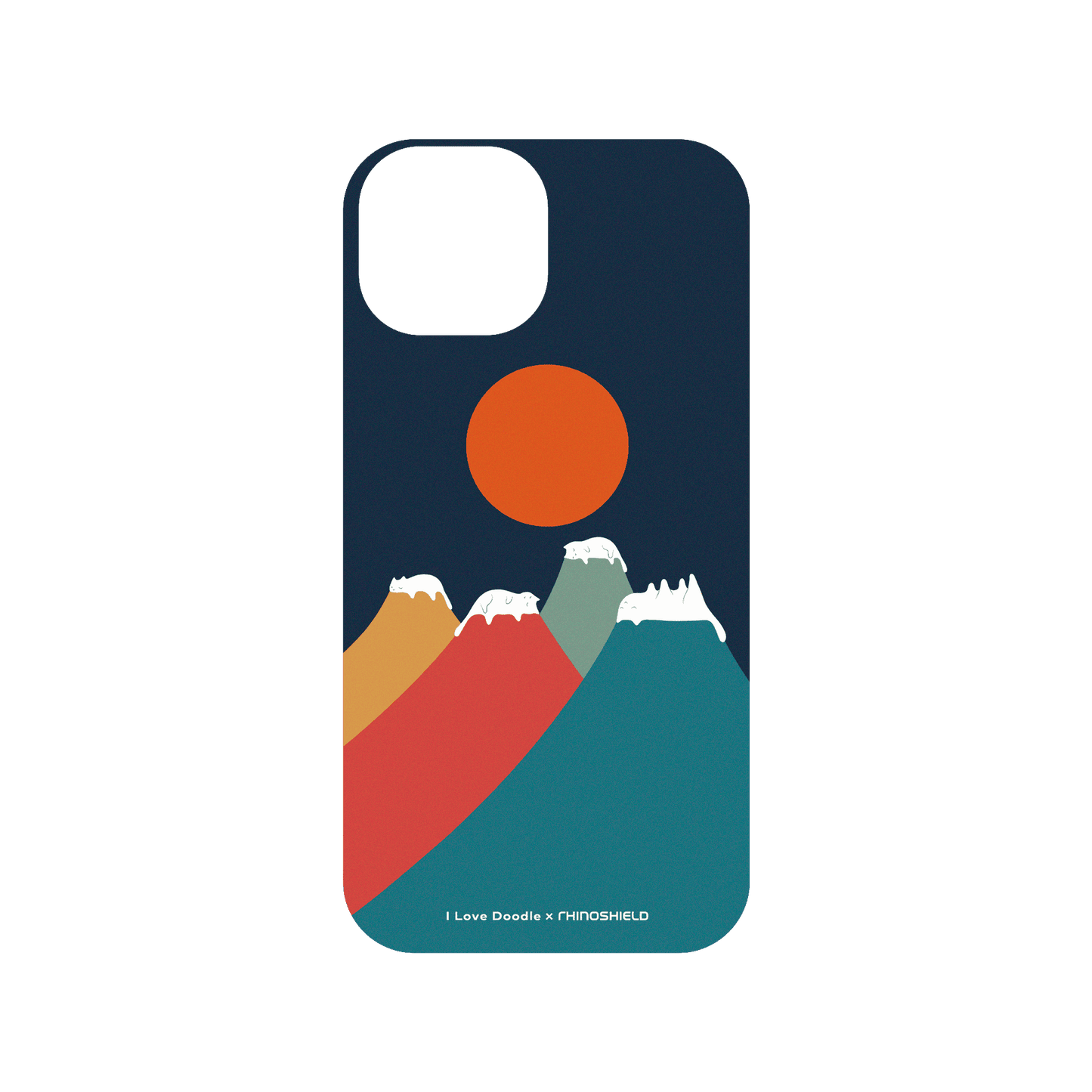 RHINOSHIELD X I Love Doodle SolidSuit (MagSafe compatible) iPhone 15 Case - Cat Landscape - Colorful Mountains