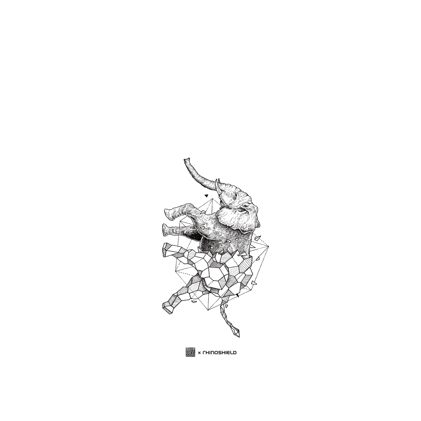 RHINOSHIELD X Kerby Rosanes SolidSuit (MagSafe compatible) iPhone 15 Pro Case - Geo Elephant - Black