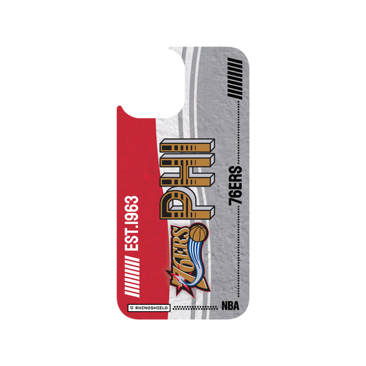 iPhone 12 Pro Max 犀牛盾Clear聯名設計款透明手機殼 NBA - 復古球員卡-費城76人 Philadelphia 76ers - Vintage Card
