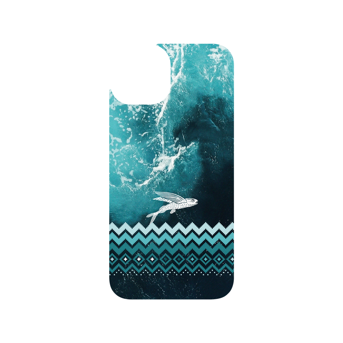 RHINOSHIELD X WasangShow Clear iPhone 13 Case - Flying Fish in the Deep Sea
