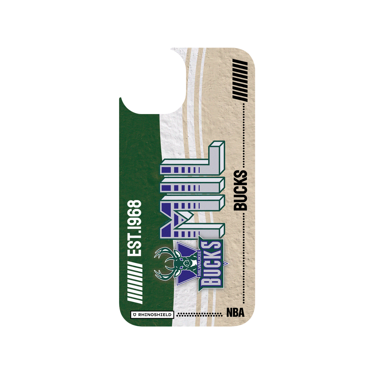 iPhone 13 犀牛盾Clear聯名設計款透明手機殼 NBA - 復古球員卡-密爾瓦基公鹿 Milwaukee Bucks - Vintage Card