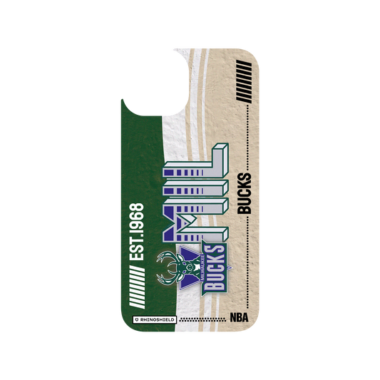 iPhone 13 犀牛盾Clear聯名設計款透明手機殼 NBA - 復古球員卡-密爾瓦基公鹿 Milwaukee Bucks - Vintage Card