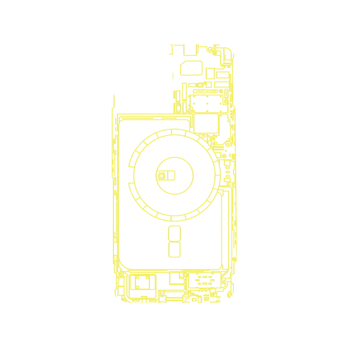 RhinoShield X JOCR Clear iPhone 13 Case - Inside an iPhone 13 - Yellow