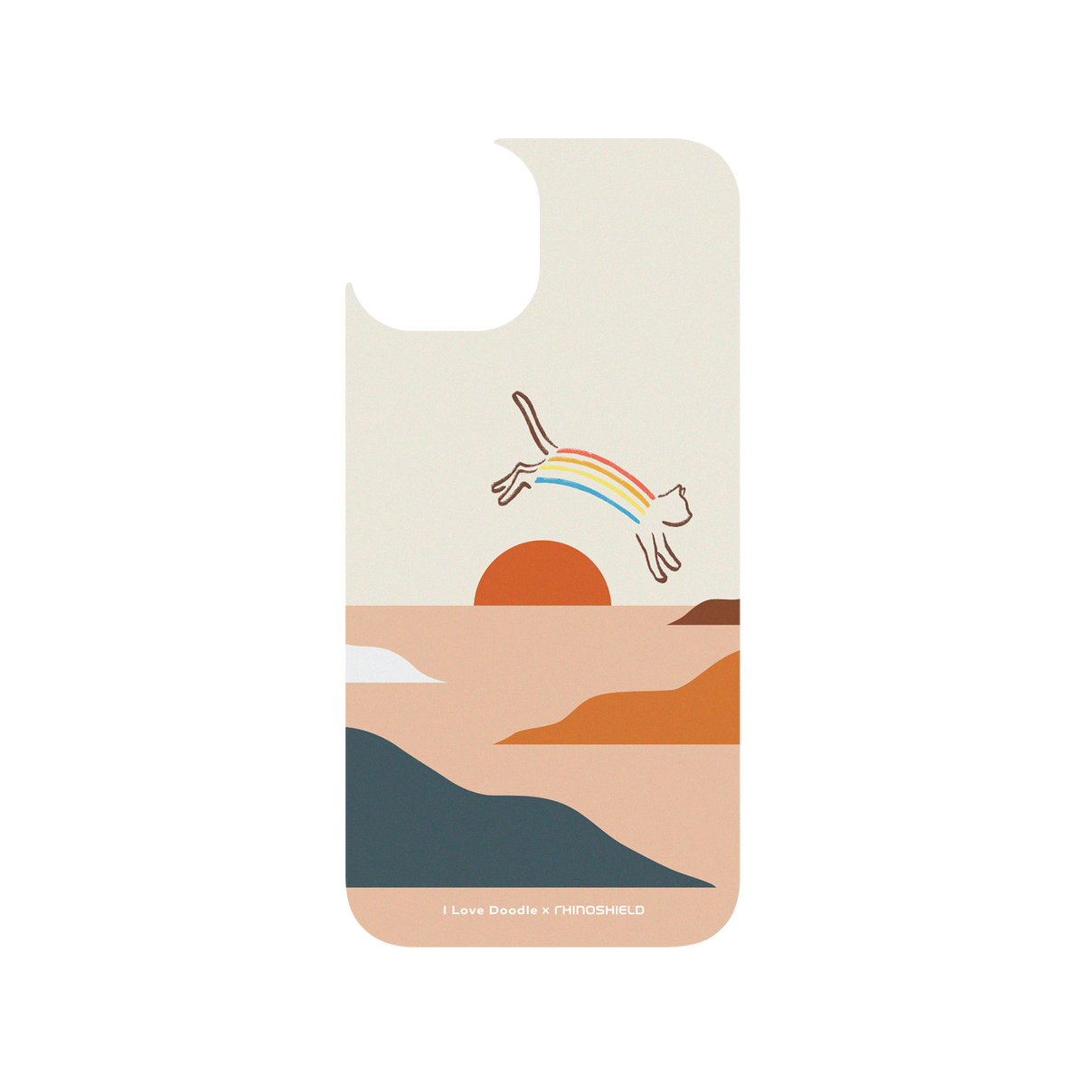 RhinoShield X I Love Doodle Clear iPhone 13 Case - Cat Landscape - Rainbow