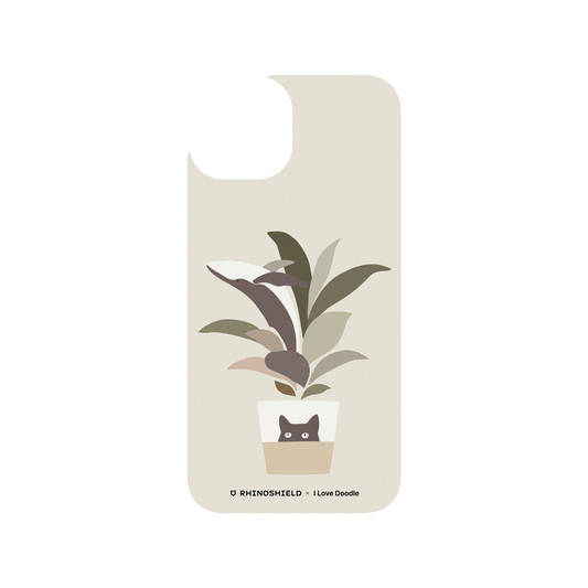 RhinoShield X I Love Doodle Clear iPhone 13 Case - Cat and Plant - A Leaf of a Whale