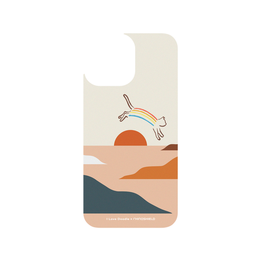 RhinoShield X I Love Doodle Clear iPhone 13 Pro Max Case - Cat Landscape - Rainbow