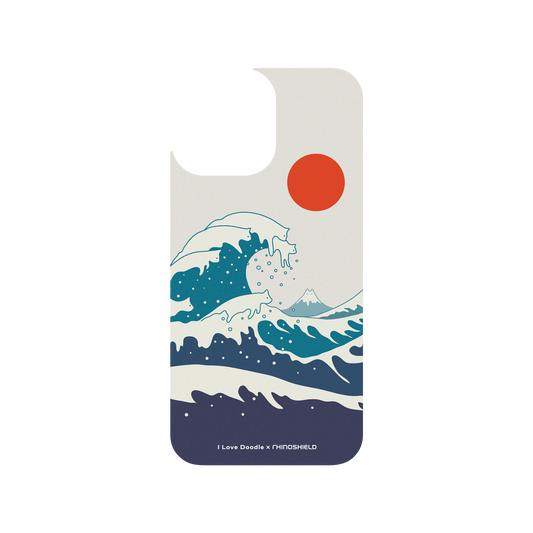RhinoShield X I Love Doodle Clear iPhone 13 Pro Max Case - Cat Landscape - Waves