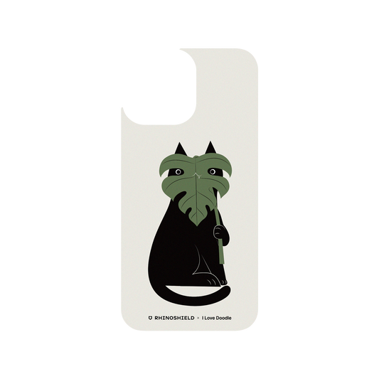 RhinoShield X I Love Doodle Clear iPhone 13 Pro Max Case - Cat and Plant - Monstera