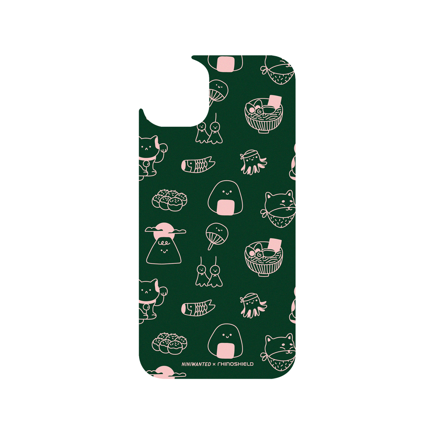 RHINOSHIELD X NINIWANTED JellyTint iPhone 14 Plus Case - Japanese pattern - Dark green