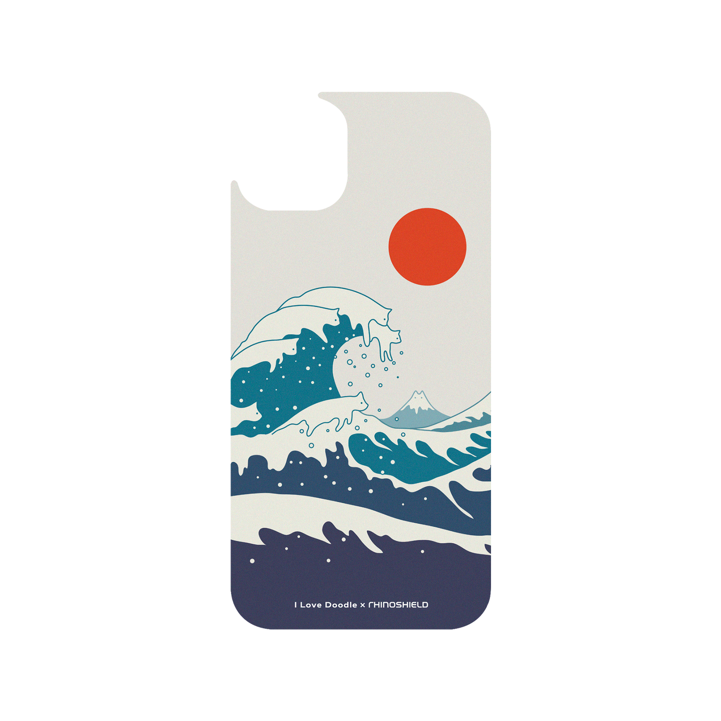 RHINOSHIELD X I Love Doodle JellyTint iPhone 14 Plus Case - Cat Landscape - Waves