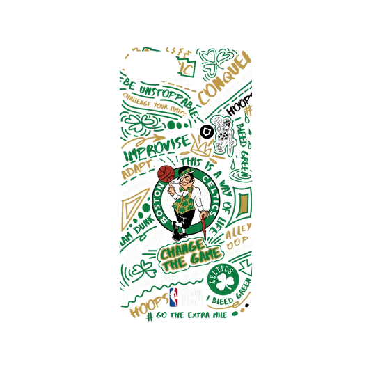 iPhone SE (第2代) 犀牛盾SolidSuit聯名設計款防摔背蓋手機殼 NBA - 塗鴉系列-波士頓塞爾提克 Boston Celtics - Graffiti